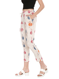 De Moza Ladies Printed Straight Pant Beige - De Moza (1606624444479)
