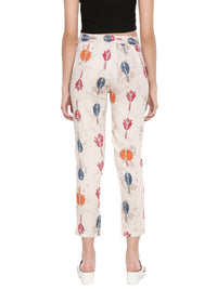 De Moza Ladies Printed Straight Pant Beige - De Moza (1606624444479)