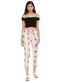 De Moza Ladies Printed Straight Pant Beige - De Moza (1606624444479)