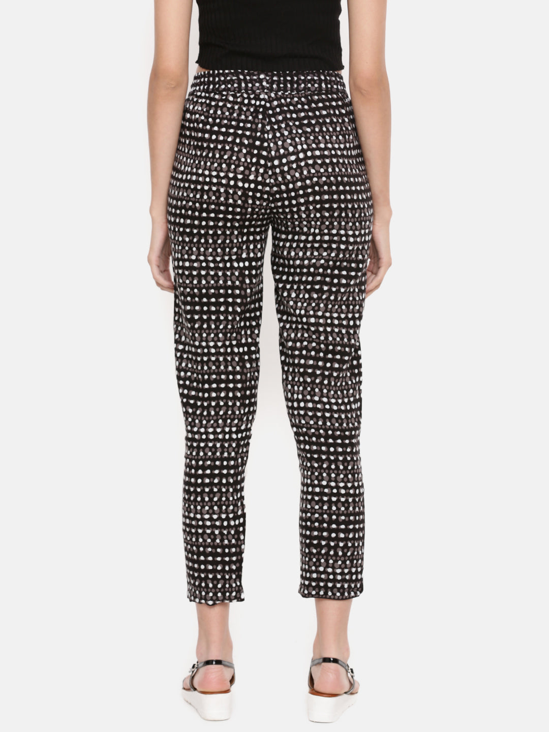 De Moza Women's Printed Straight Pant  Rayon Black - De Moza (4465231298623)