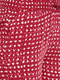 De Moza Ladies Straight Pant Printed Red - De Moza (1606630473791)