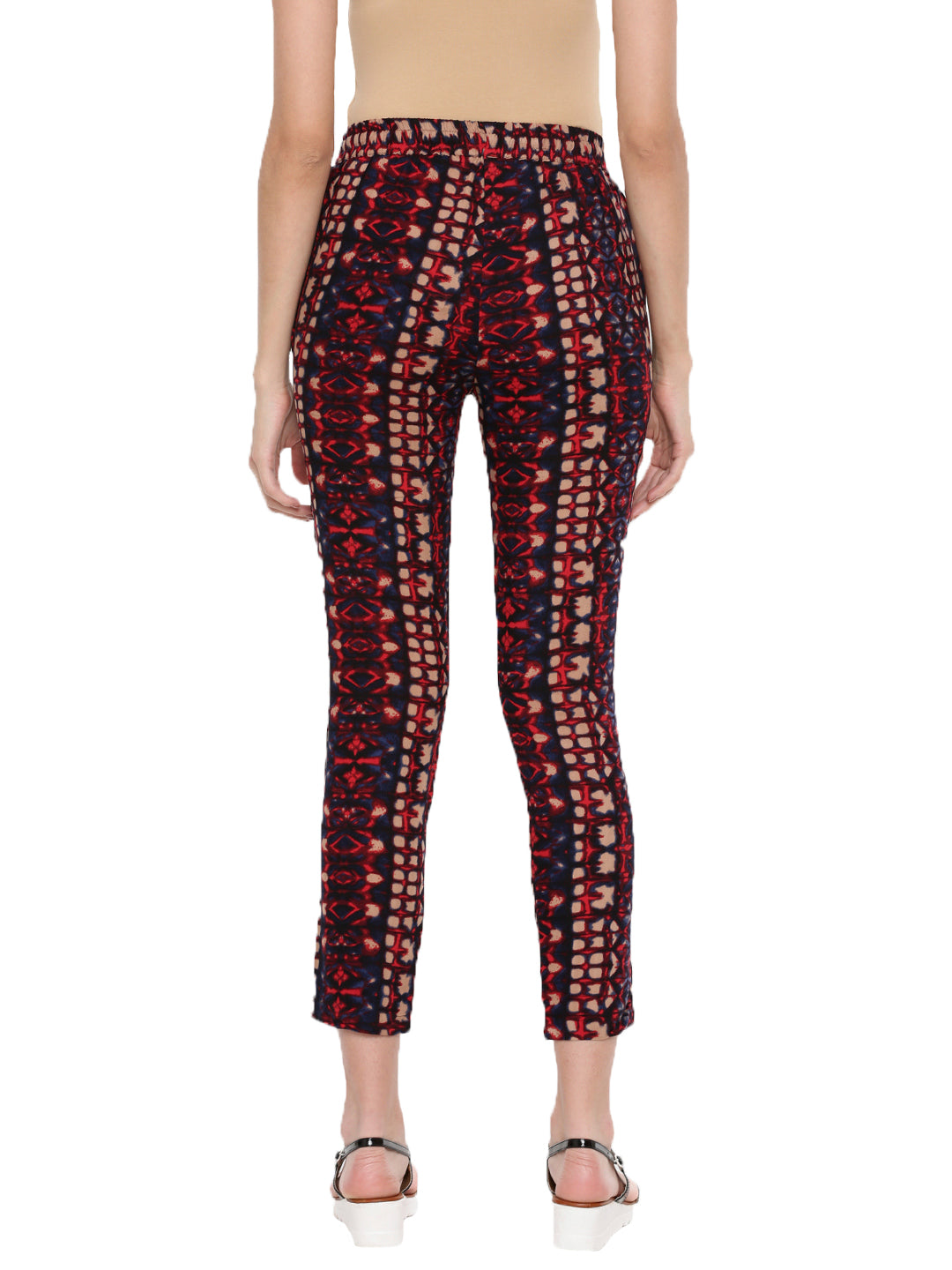 De Moza- Ladies Printed Straight Pant Indigo Blue - De Moza (1597289660479)