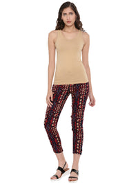 De Moza- Ladies Printed Straight Pant Indigo Blue - De Moza (1597289660479)