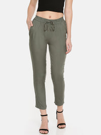 De Moza Ladies Straight Pant Solid Rayon Dark Grey - De Moza
