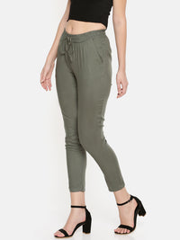 De Moza Ladies Straight Pant Solid Rayon Dark Grey - De Moza