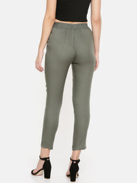 De Moza Ladies Straight Pant Solid Rayon Dark Grey - De Moza