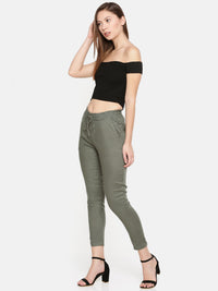 De Moza Ladies Straight Pant Solid Rayon Dark Grey - De Moza