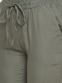 De Moza Ladies Straight Pant Solid Rayon Dark Grey - De Moza