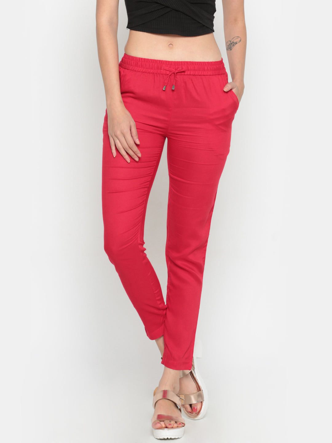 De Moza Ladies Straight Pant Red