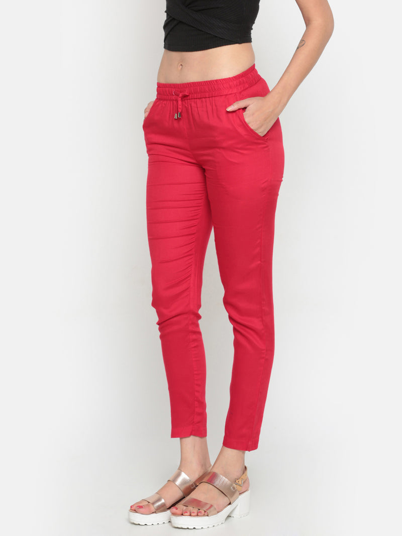 De Moza Ladies Straight Pant Red