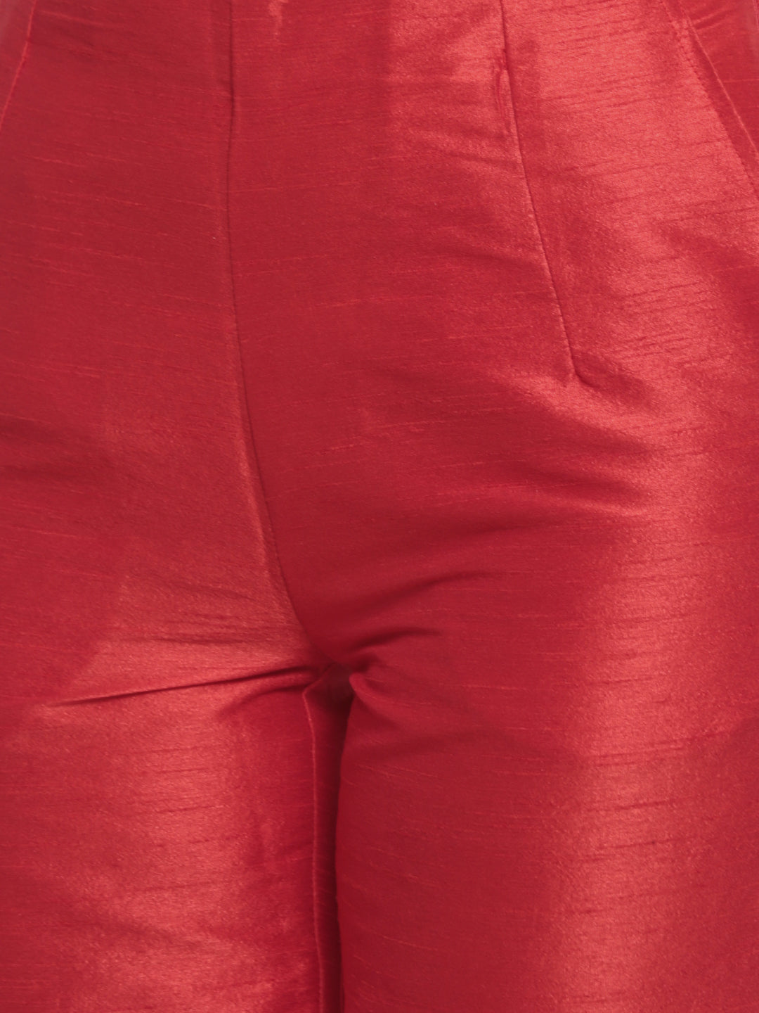 De Moza- Women Red Straight Fit Solid Trouser - De Moza (572015870015)