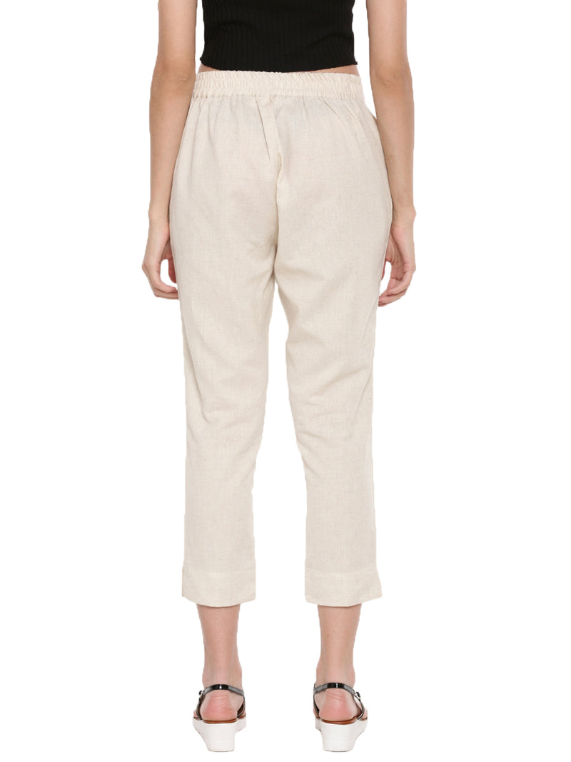 De Moza Ladies Straight Pant Beige