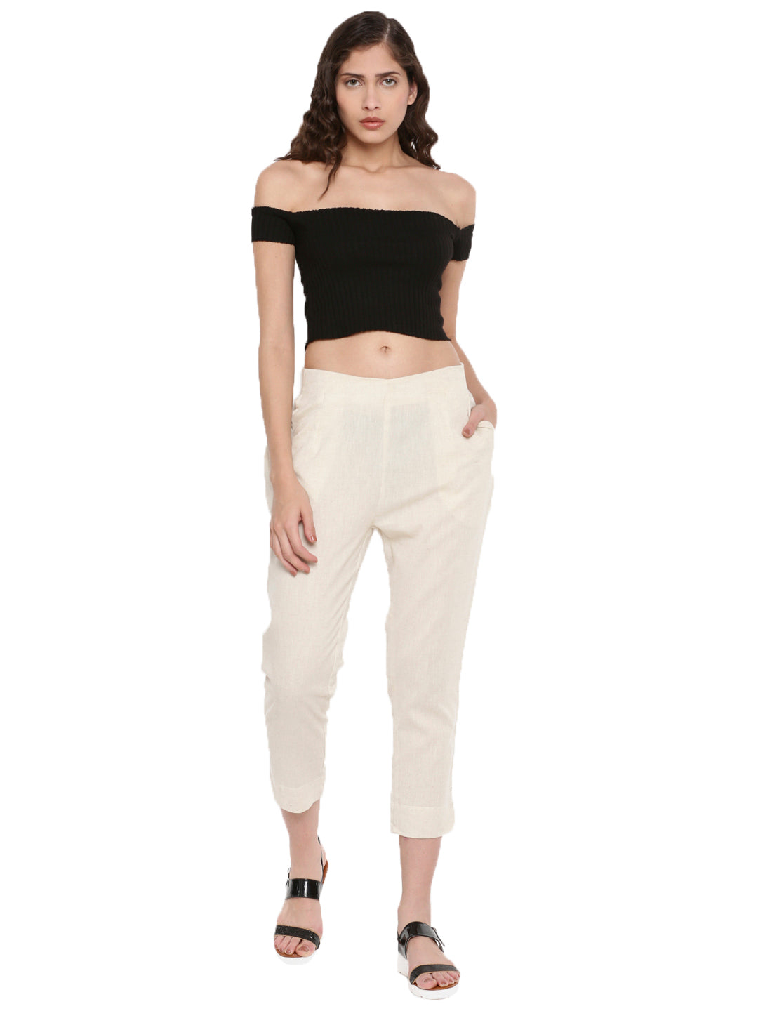 De Moza Ladies Straight Pant Beige