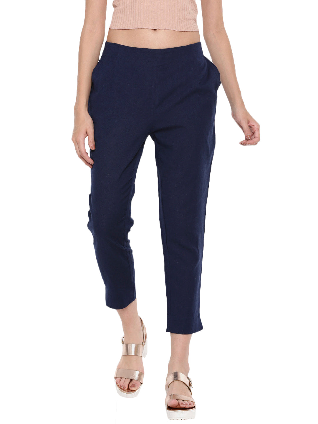 De Moza Ladies Straight Pant Dark Navy Blue