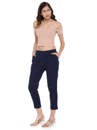 De Moza Ladies Straight Pant Dark Navy Blue