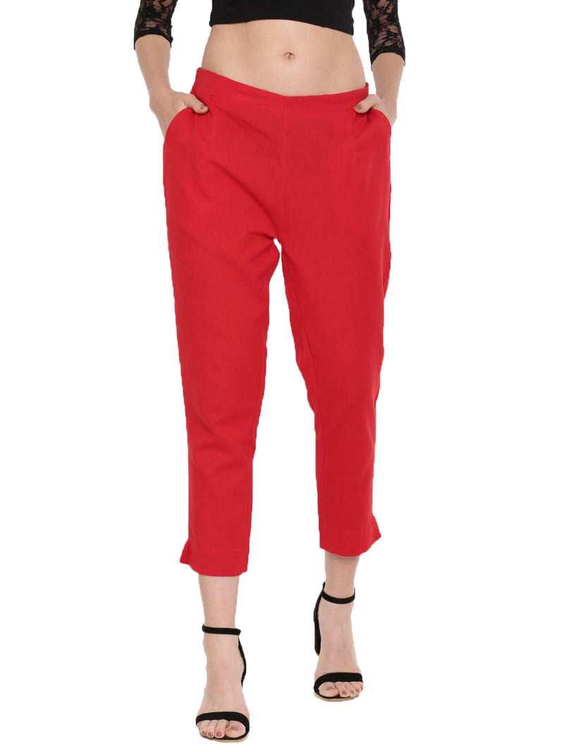 De Moza Ladies Straight Pant Red