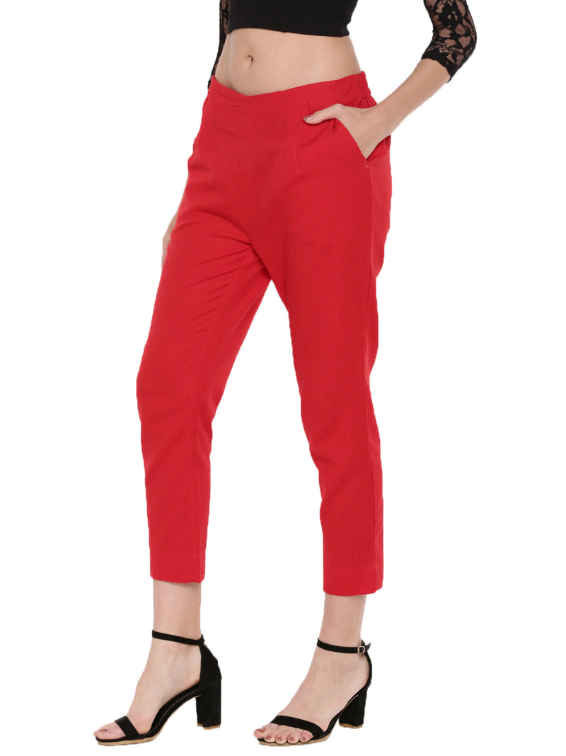 De Moza Ladies Straight Pant Red