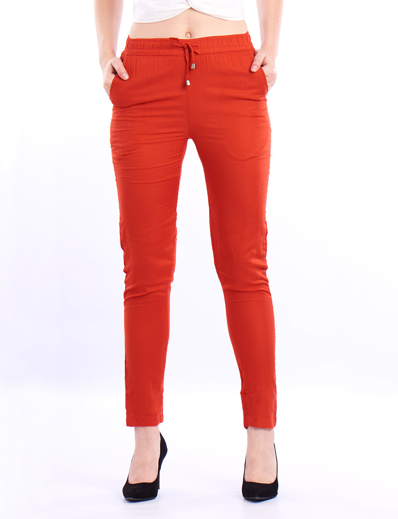De Moza Ladies Straight Pant Rust Orange - De Moza (1549595017279)