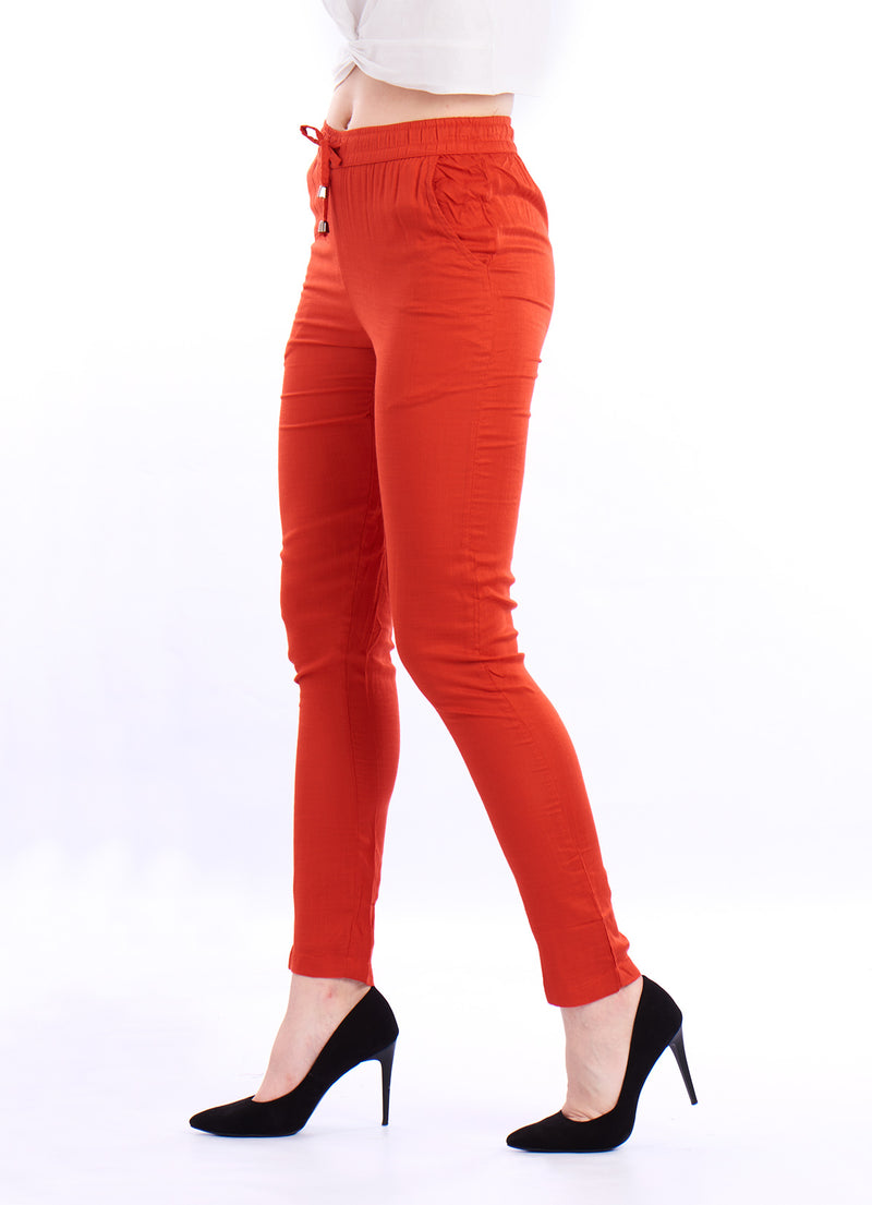 De Moza Ladies Straight Pant Rust Orange - De Moza (1549595017279)