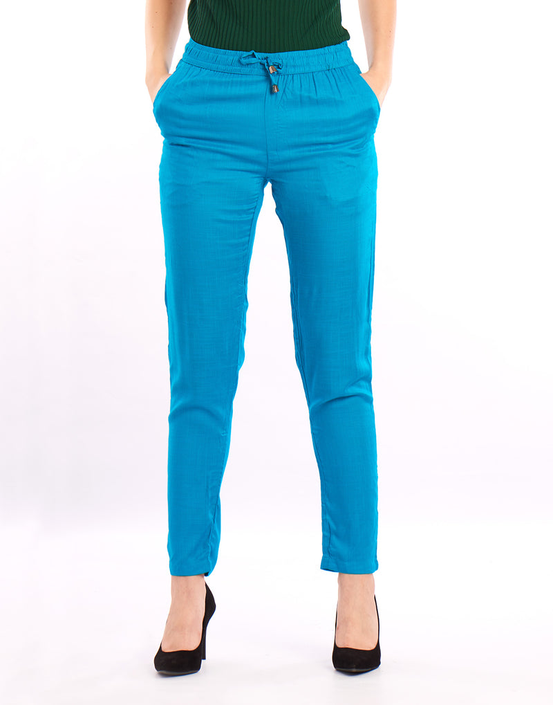 De Moza Ladies  Solid Straight Pant Teal - De Moza (1549584498751)