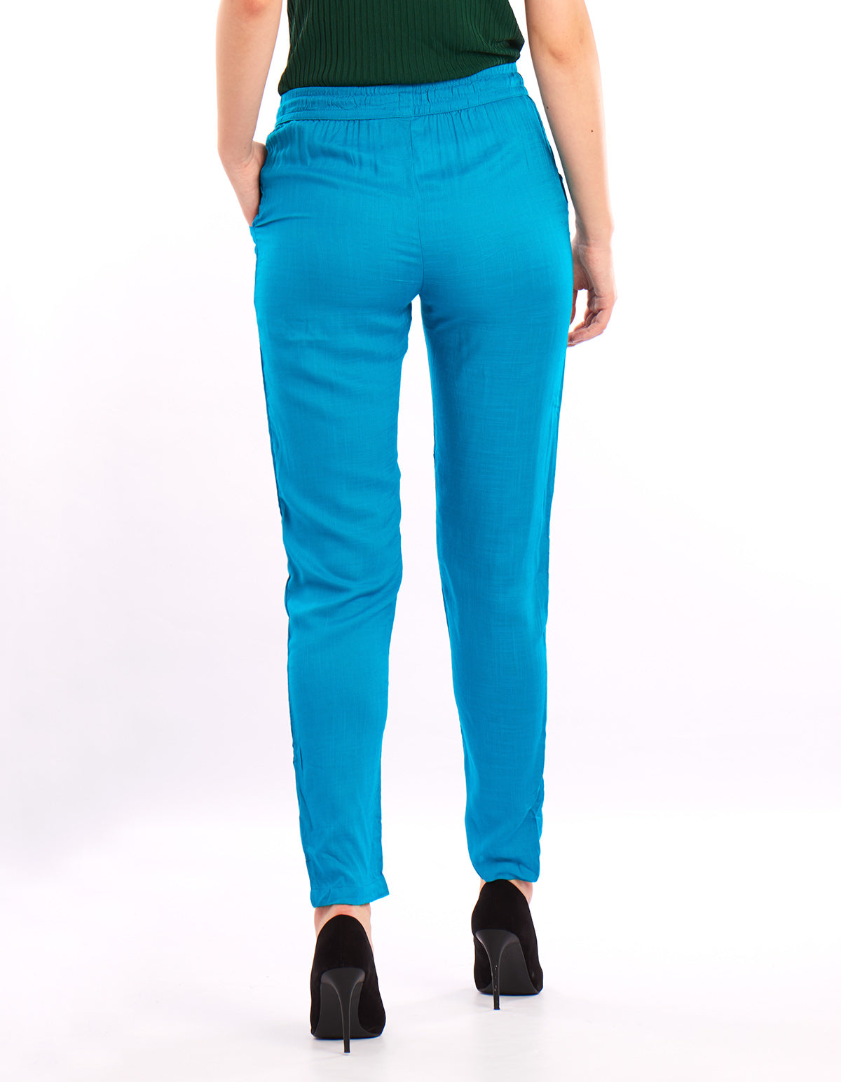 De Moza Ladies  Solid Straight Pant Teal - De Moza (1549584498751)
