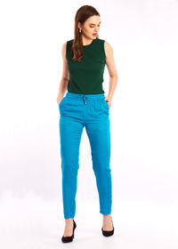 De Moza Ladies  Solid Straight Pant Teal - De Moza (1549584498751)
