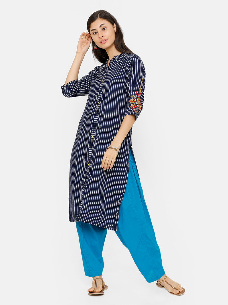 De Moza Women's Salwar Pant Woven Solid Cotton Teal - De Moza (4712828567615)