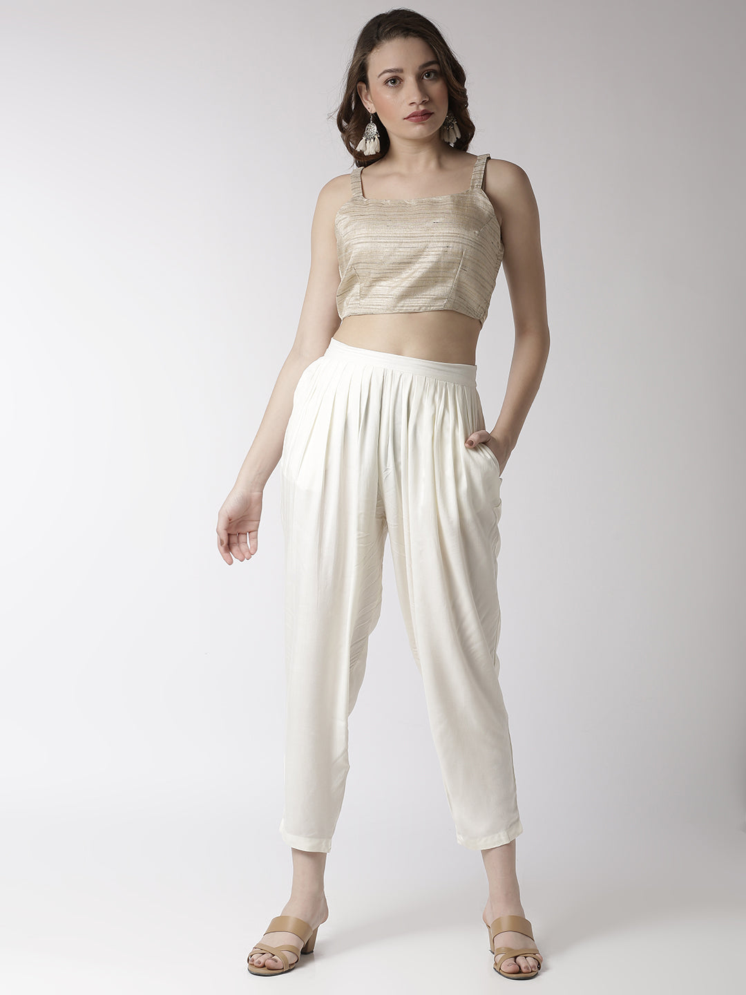 De Moza Women's Salwar Pants Offwhite