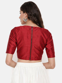 De Moza Women's H/S Crop Woven Top Jaquard Polyester Red - De Moza (4465229889599)