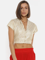 De Moza Ladies Jacquard Silver Crop Top - De Moza (1739665571903)