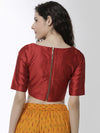 De Moza Women's HS Crop Woven Top Jaquard Polyester Red - De Moza (4461738131519)