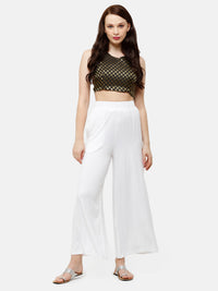 De Moza Women's HS Crop Woven Top Jaquard Polyester Black - De Moza (4885587132479)