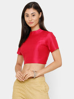 De Moza Women's Crop Solid Polyester Fuchsia - De Moza (4643545743423)