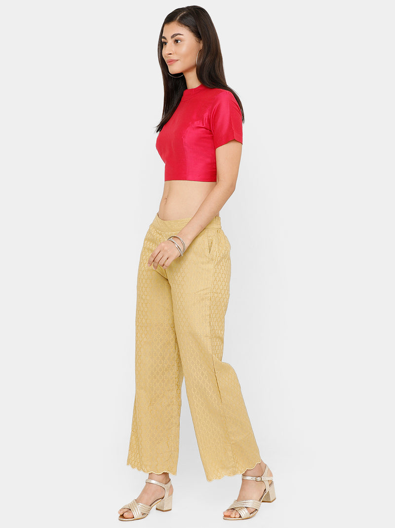 De Moza Women's Crop Solid Polyester Fuchsia - De Moza (4643545743423)