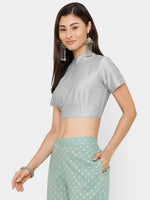 De Moza Women's Crop Solid Polyester Silver - De Moza (4643545776191)