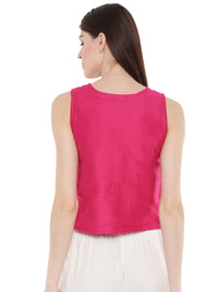 De Moza Ladies Embroidered Sleeveless Crop Top Fuchsia - De Moza (1668839014463)