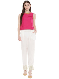 De Moza Ladies Embroidered Sleeveless Crop Top Fuchsia - De Moza (1668839014463)