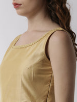 De Moza Women's Spaghetti Crop Woven Top Embrodry Polyester Gold - De Moza (4499734102079)