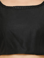 De Moza Women's Spaghetti Crop Woven Top Embrodry Polyester Black - De Moza (4704708821055)