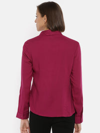 De Moza Women's Full Sleeve Shirt Woven Top Solid Rayon Magenta - De Moza (4465229987903)
