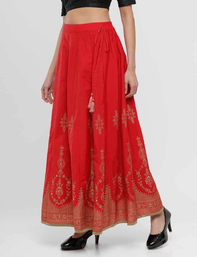 De Moza Women's Printed Skirt Maroon