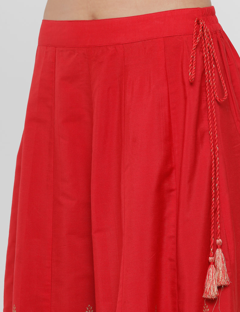 De Moza Women's Printed Skirt Maroon