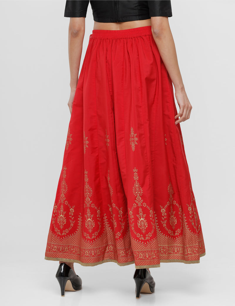 De Moza Women's Printed Skirt Maroon