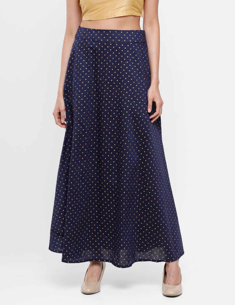 De Moza Women's Printed Skirt Navy