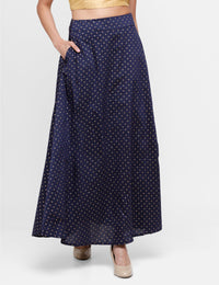 De Moza Women's Printed Skirt Navy