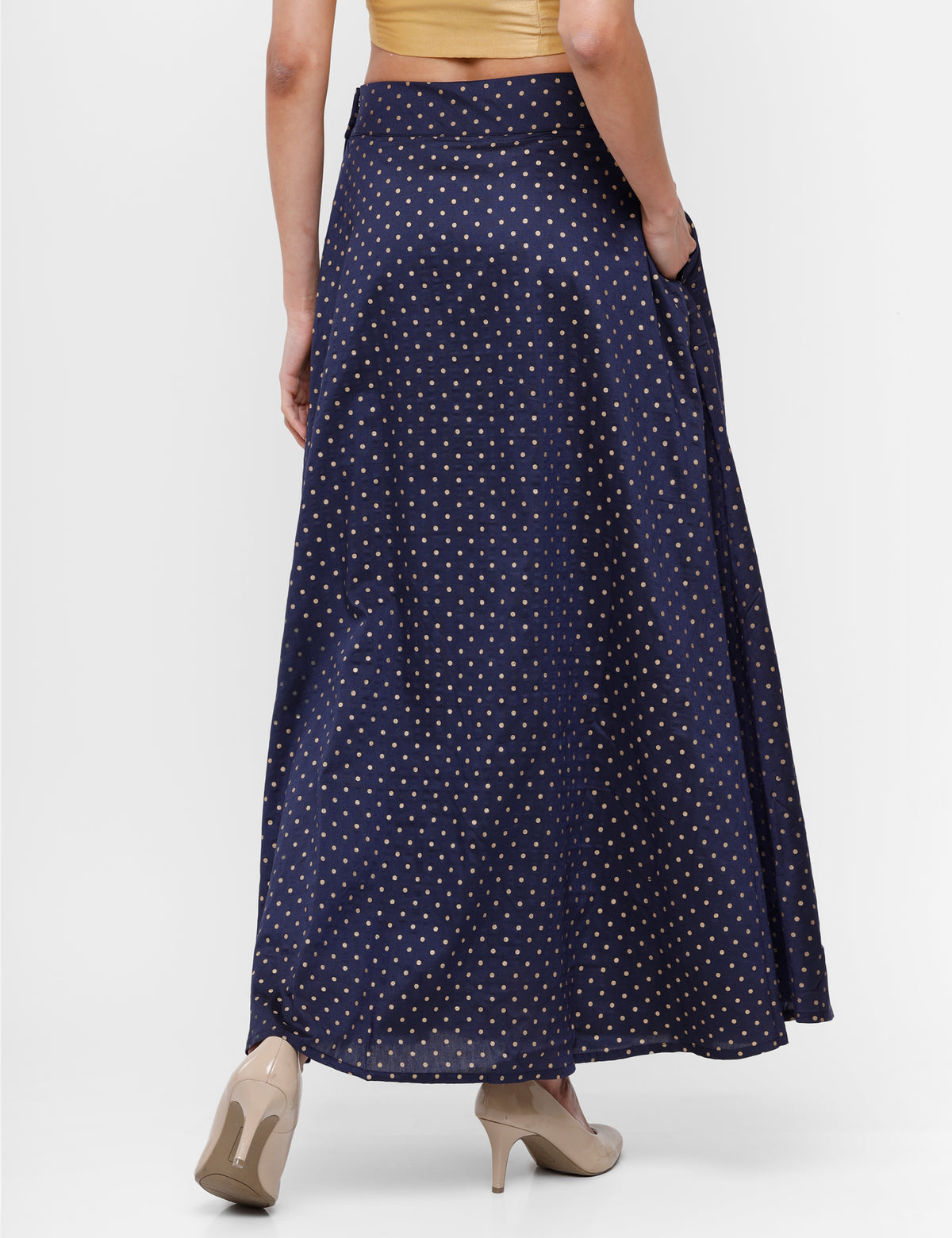 De Moza Women's Printed Skirt Navy