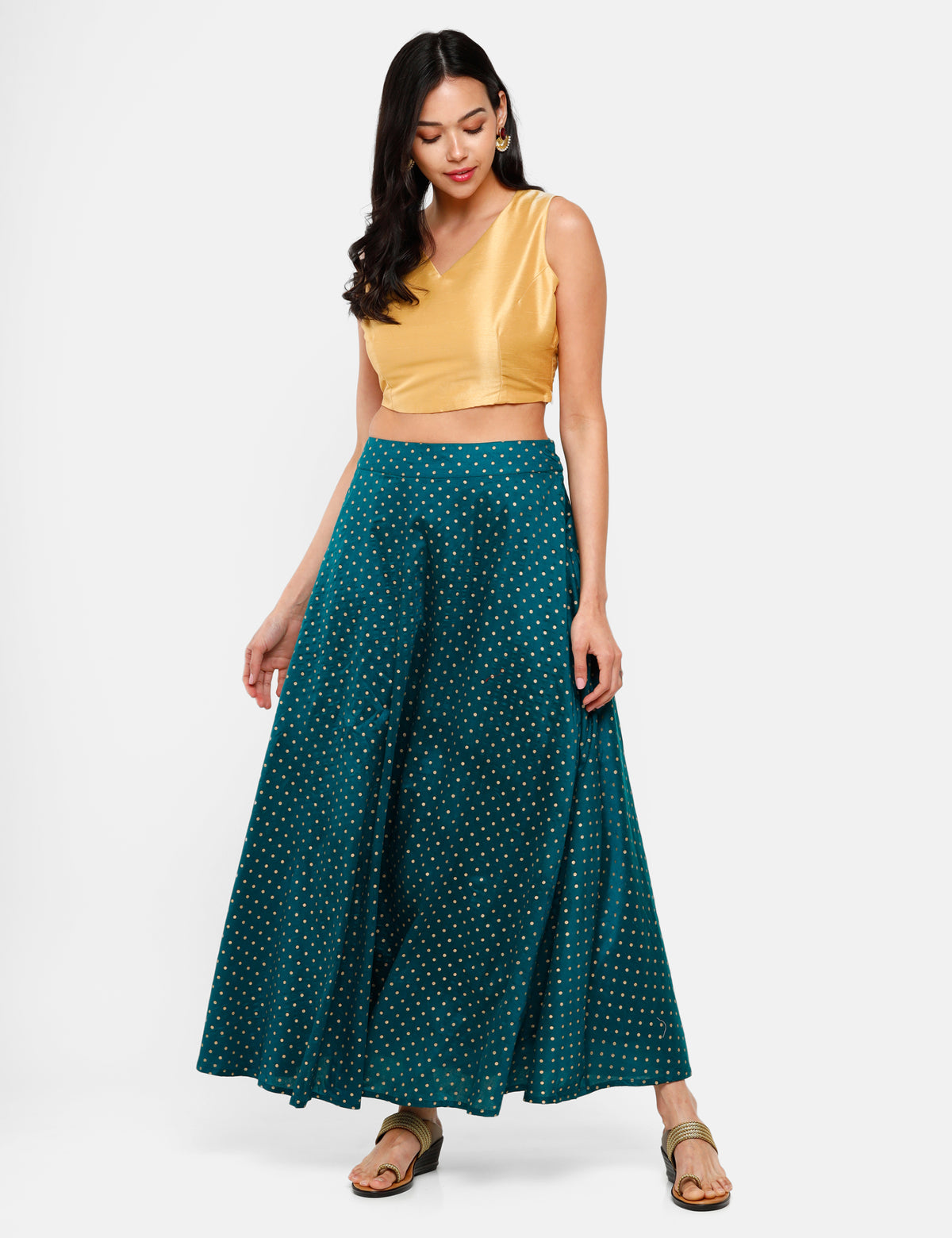 De Moza Women's Printed Skirt Teal