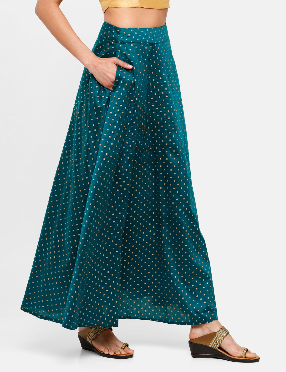 De Moza Women's Printed Skirt Teal