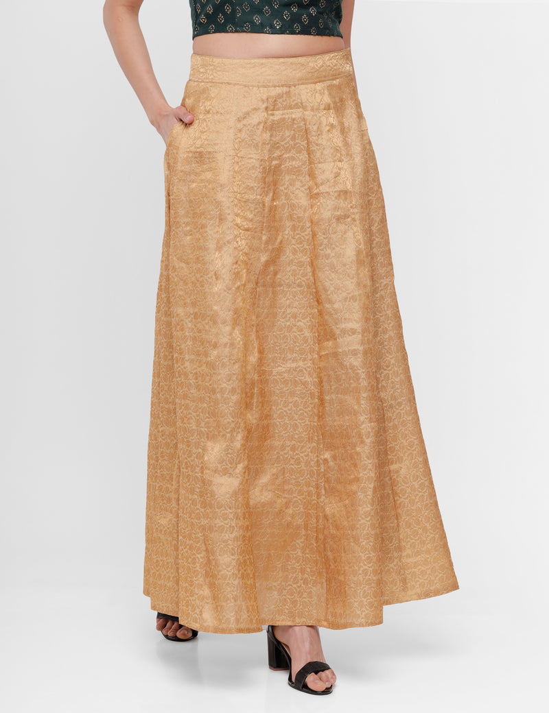 De Moza Women's Printed Skirt Gold