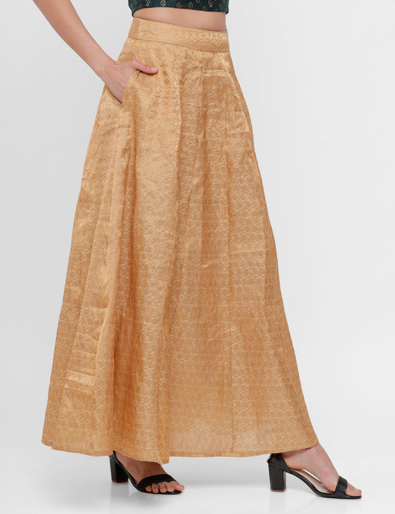 De Moza Women's Printed Skirt Gold